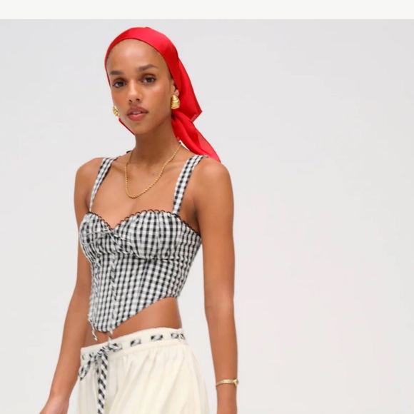 XS For Love And Lemons Sammie Bustier Gingham Top - Picture 2 of 5